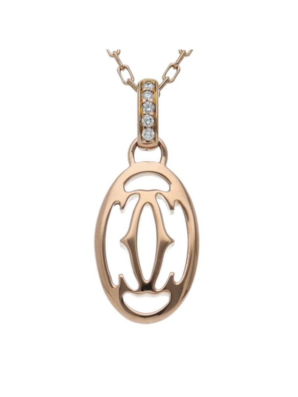 Cartier Logo Dooble C5p Diamond Necklace 0.02 Ct 18K Pink Gold